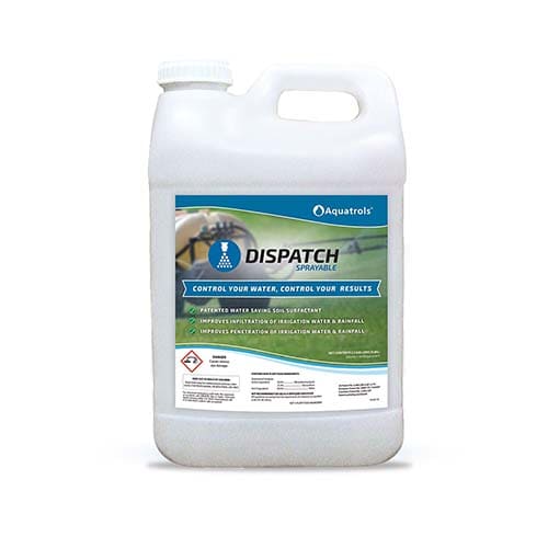 Aquatrols Dispatch Sprayable abbassa la tensione superficiale dell’acqua, favorendone la penetrazione.