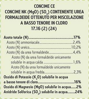 Mantenimento 17-0-16 è particolarmente indicato per le concimazioni di base del ciclo vegetativo annuale
